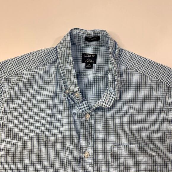J Crew Shirt Mens M Medium Blue White Flex Washed Classic Check Button Down - Picture 4 of 11